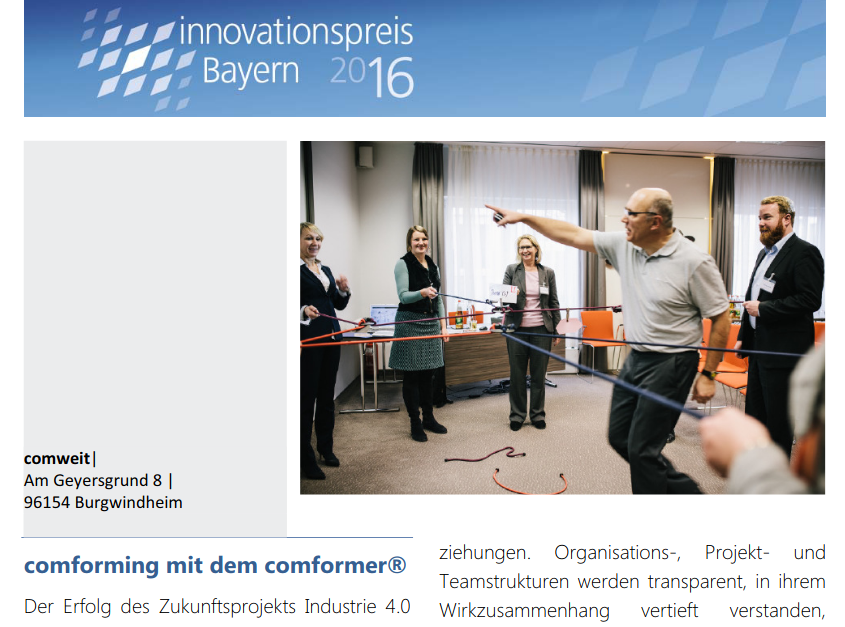 Nominiert für den Innovatinospreis Bayern 2016: Dr. Walter Schoger mit dem Beratungsformat comforming und dem Tool comformer
